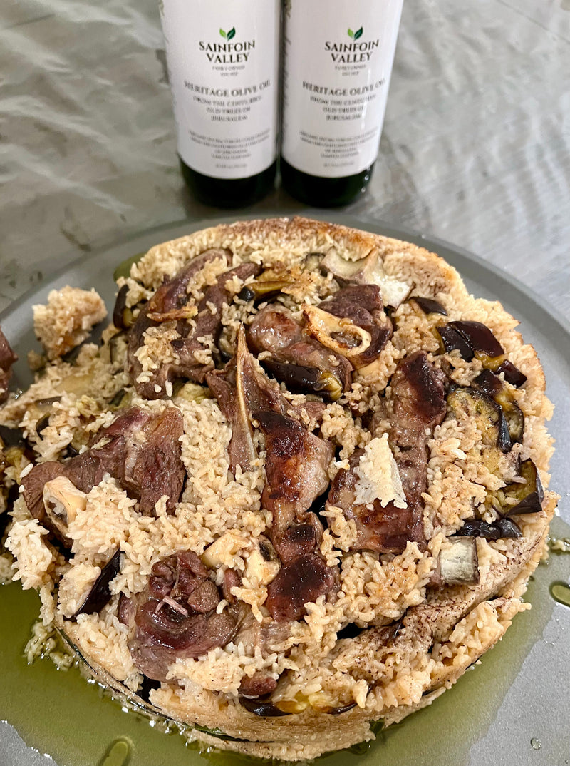 Traditional Home-Made Maqloobah with Our Sainfoin Valley Olive Oil!