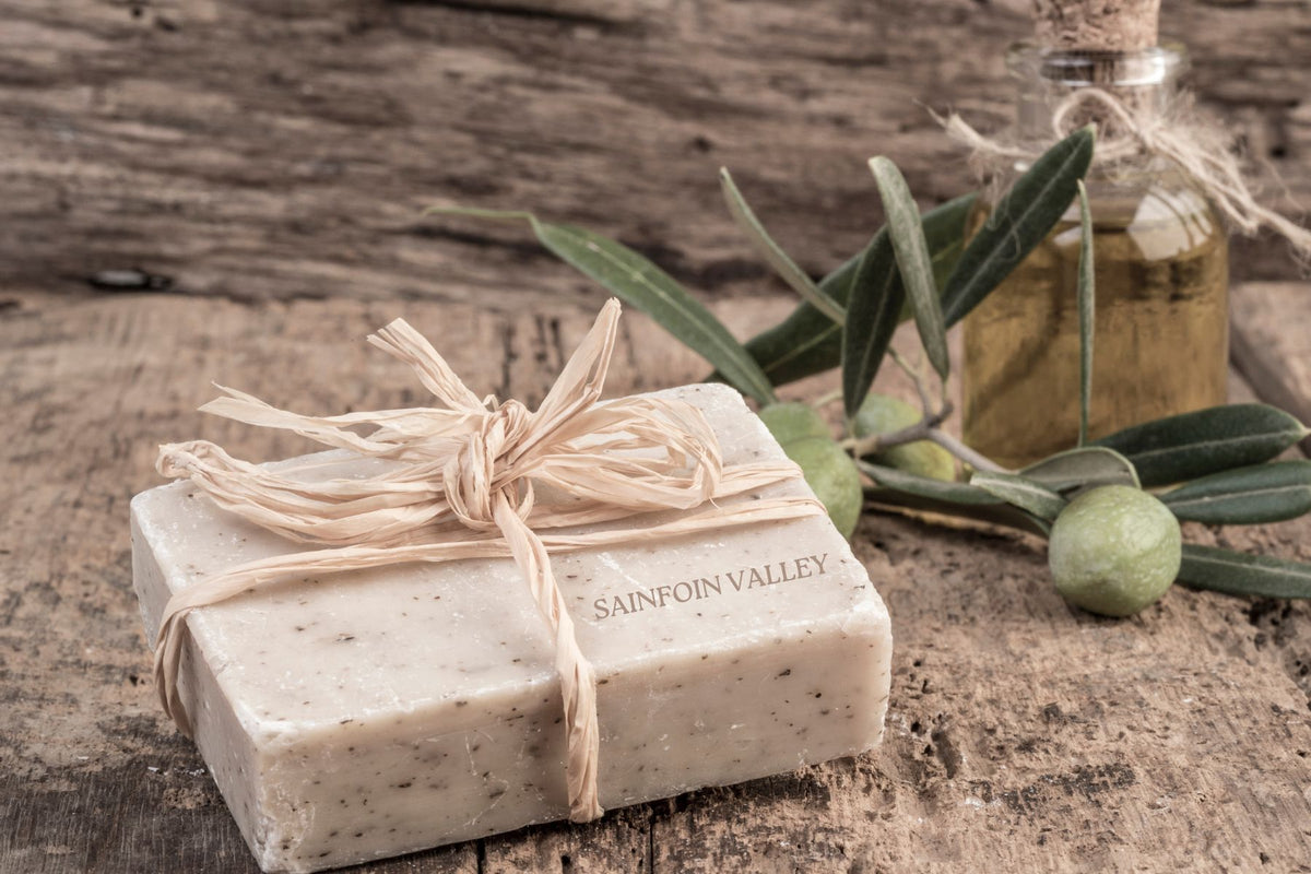 Sainfoin Valley Organic Nablus Olive Oil Soap-Handmade Luxury+Free Burlap Gift Pouch